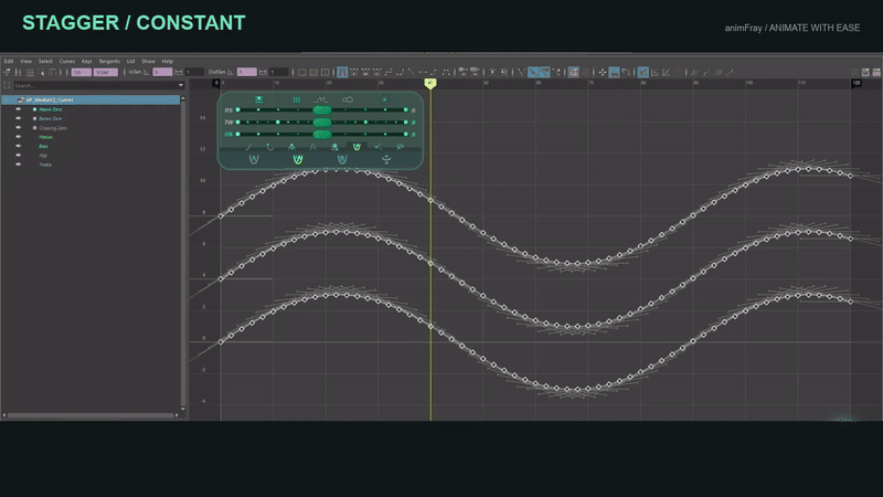Offset and Stagger demonstrated in Maya